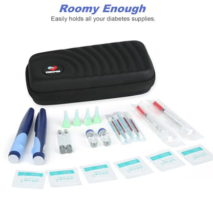 CDBXPRG Insulin Cooler Travel Case,Diabetic Cold Pack Organizer Bag with 2 Reusable Ice Packs for Insulin Pen and Other Medication Diabetic Supplies Black - color: Black