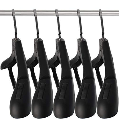 Plastic Extra Wide Suit Hangers, Pack of 15, Width: 17.7",Notched Shoulders & Metal Hooks, Black - color: Black, size: 15 Pack