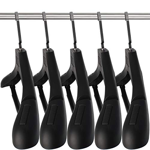 Plastic Extra Wide Suit Hangers, Pack of 15, Width: 17.7",Notched Shoulders & Metal Hooks, Black - color: Black, size: 15 Pack
