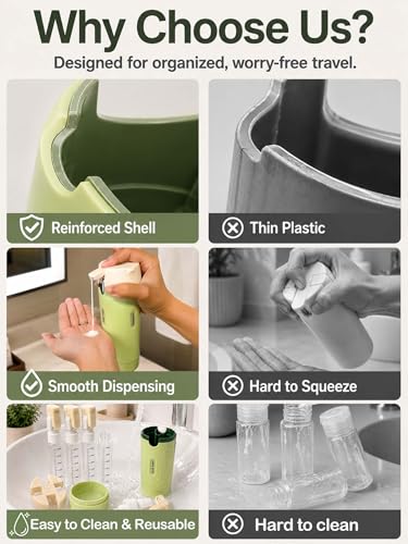 4 in 1 Travel Dispenser Bottle, TSA Approved Leak Proof Refillable Toiletry Containers for Shampoo, Conditioner, Lotion & Skincare – Easy Clean Travel Bottles for Gym, Business - color: Key Lime