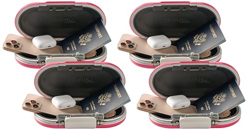 Master Lock Pink Portable Small Safe - Set Your Own Combination, Travel-Friendly Design for Phone, Passport & Money Storage, Model 5900DPNK (Pack of 4) - color: Pink, size: 9.8 x 5.5 x 2.6 inches (Pack of 4)
