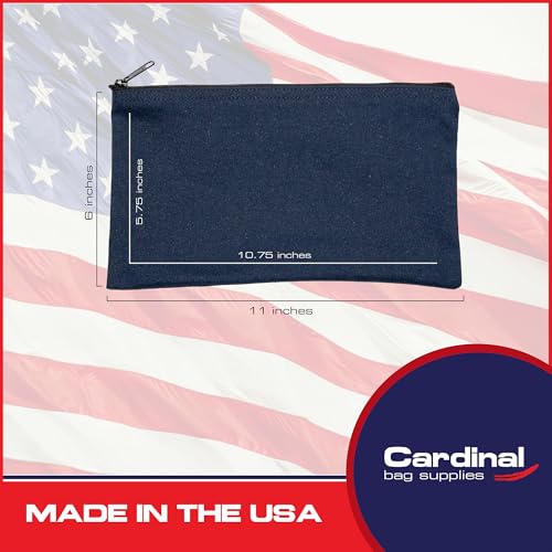Multipack of 2 Compact Zipper Cloth Pouches, Zipper Bag, Travel Toiletry, Cosmetics, Stationary Case, 11 x 6 inches (Navy) - color: Navy Blue