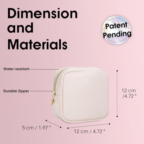 Wandering Nature Small Makeup Bag for Purse Mini Make up Pouch Cute Cosmetic Pouch for Women with Slip-in Pockets Matte Leather, Milky White - color: A2:White