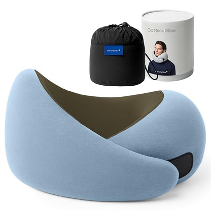Ostrichpillow Go Neck Pillow, Travel Pillows for Airplanes, Premium Memory Foam Travel Pillow, 360º Ergonomic Design, Asymmetrical Sides, Travel Bag Included, Washable Modal Cover - color: Meadow