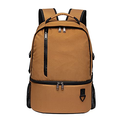 TUGUAN Insulated Cooler Backpack 38 Cans Double Deck Leakproof Lightweight Soft Lunch Backpack Small Cooler Bag Beach Picnic - color: 8901-brown