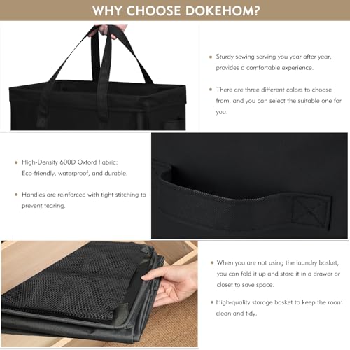DOKEHOM 90L X-Large Laundry Basket with Removable Wash Bag on Wheels, Collapsible Rolling Laundry Hamper, Foldable Clothes Organizer, Folding Washing Bin (Black) - color: Black, size: X-Large Pro 29"