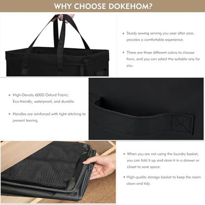 DOKEHOM 90L X-Large Laundry Basket with Removable Wash Bag on Wheels, Collapsible Rolling Laundry Hamper, Foldable Clothes Organizer, Folding Washing Bin (Black) - color: Black, size: X-Large Pro 29"
