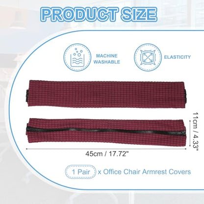 PATIKIL 18x4.3 in Office Chair Armrest Covers, 1 Pair Office Chair Arm Covers Long Computer Chairs Arm Rest Cover with Zipper Removable Rest Slipcover Hand Rest Protector, Burgundy - color: Burgundy, size: 18"
