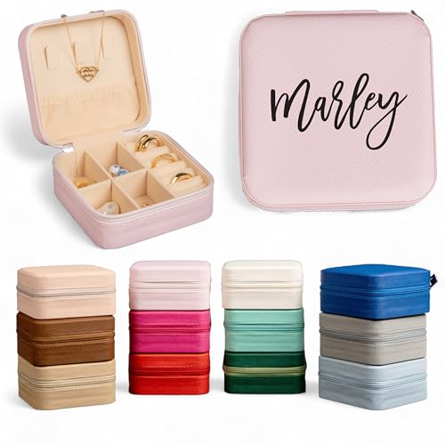 Custom Travel Jewelry Organizer, Jewelry Box, Ring Holder For Jewelry, Travel Accessories For Women, Jewerly Organizator, Bridesmaid Gifts - color: PU Leather - Custom Name Center
