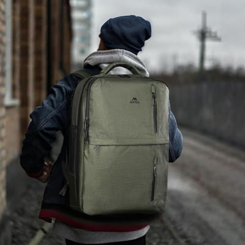 MATEIN Carry on Travel Laptop Backpack, Large Flight Approved Personal Item Travel Backpack with Shoe Compartment, Water Resistant Weekender Overnight Bag Fit 17 Inch Laptop, Green - color: Green, size: X-Large