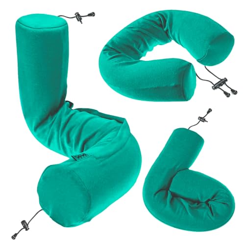 Dot&Dot Twist Memory Foam Travel Pillow for Airplanes - Travel Neck Pillow for Sleeping - Airplane Pillow for Neck Support - Adjustable, Bendable Neck Roll Pillow - color: Green, size: Adjust (26" w/ cord)