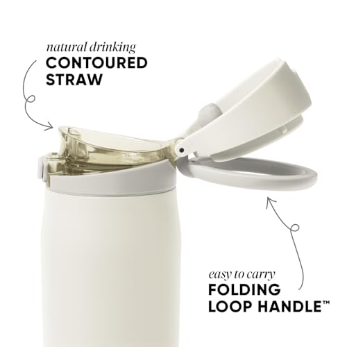 Simple Modern Mesa Loop Water Bottle with Covered Straw and Handle | 24oz Cup Holder Friendly Insulated Stainless Steel Bottles for Travel, Sports and School | Cashew - color: -Cashew, size: 24 Ounces