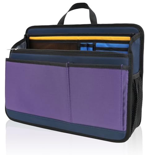 Large Rugged Organizer Insert for Briefcase Tote Shoulder Messenger Bag-20 Pockets,Padded Water-repellent Nylon-Mix - color: Mix, size: Large