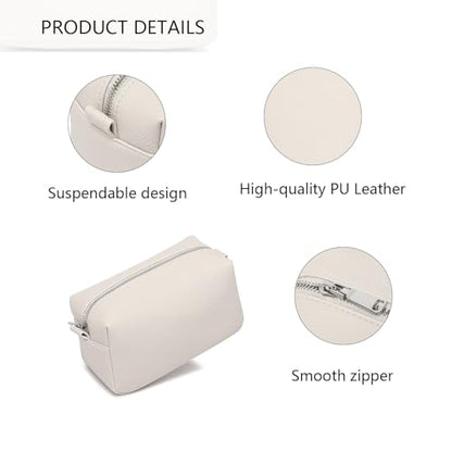 PU leather Organizer Bag Lightweight Cosmetic Bag with Ring Clasp Perfect Travel Makeup Bag for Women (French Oak/PU) - color: French Oak/PU