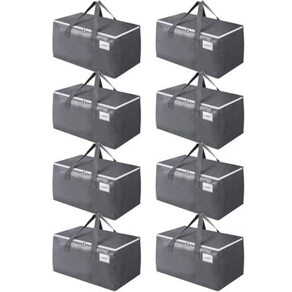 BlissTotes Large Moving Boxes and with Zippers & Handles Moving Supplies with lids, Heavy Duty Totes for Storage Bags for Space Saving, Fold Flat, Moving and Storing 93L, 8 Pack - size: 93L-8 Packs