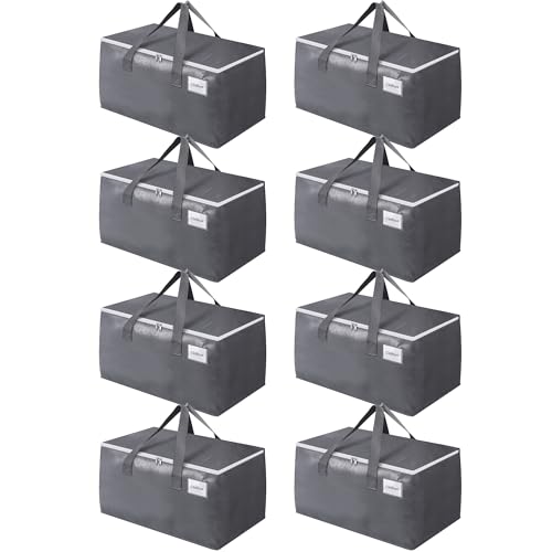 BlissTotes Large Moving Boxes and with Zippers & Handles Moving Supplies with lids, Heavy Duty Totes for Storage Bags for Space Saving, Fold Flat, Moving and Storing 93L, 8 Pack - size: 93L-8 Packs