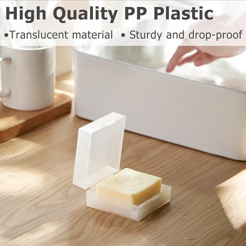 Ozner Travel Soap Case, Bar Soap Holder Fit Dr Squatch Soap, Shampoo Bar Holder for Traveling, Gym, Square Travel Soap Container with Draining Pad (Transparent White) - color: Transparent White