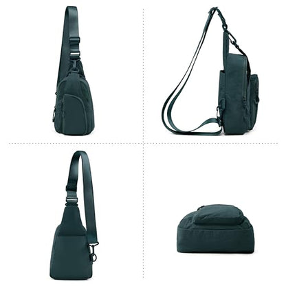 ODODOS Sling Bag with Adjustable Straps Crossbody Chest Bag Lightweight Backpack for Casual Traveling Hiking - color: Sea Moss