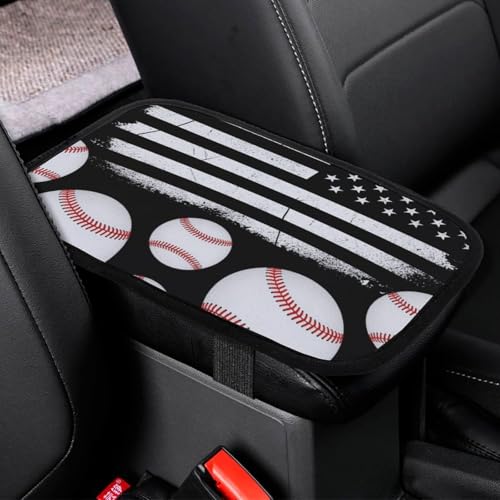 Auto Center Console Armrest Cover Baseball American Flag, Universal Soft Comfort Handrail Box Cushion for Car, Suitable for Most Vehicles - color: Picture (62)