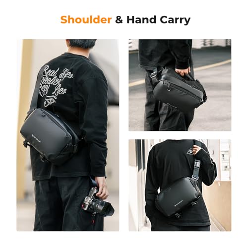 K&F CONCEPT Camera Sling Bag Crossbody Bag Waterproof Camera Shoulder Backpack DSLR/SLR/Mirrorless Camera Case - color: 02 All Black Medium