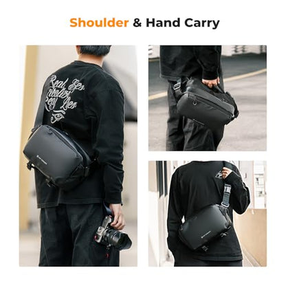 K&F CONCEPT Camera Sling Bag Crossbody Bag Waterproof Camera Shoulder Backpack DSLR/SLR/Mirrorless Camera Case - color: 02 All Black Medium