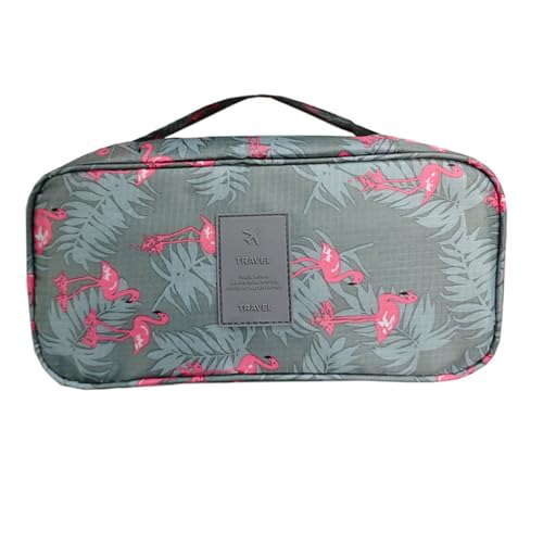Bra Underwear Storage Bag Portable Multi-Functional Travel Organizers Pouch Case Packing Cube Cosmetic Bag,Grey Flamingo - color: Grey Flamingo
