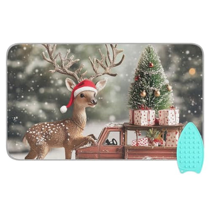 Christmas Tree Elk Truck Ironing Mat for Table top Portable Ironing Pad Blanket for Washer Dryer Countertop Travel - color: Christmas Tree Elk Truck