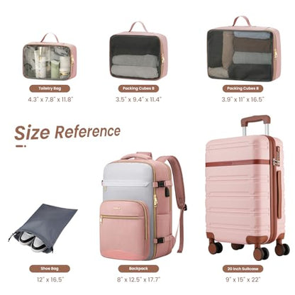 YAMTION Luggage Sets 6 Piece,Hardside 20In Suitcase with Spinner Wheels,TSA Lock,Carry On Suitcase Travel Essentials for Personal Items,Pink - color: Pink