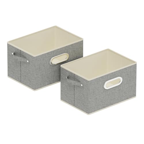Fabric Open Storage Bins with Metal Handles, Collapsible Organizer Baskets, Foldable Cube Boxes for Shelves, Closet, Living Room, 10.2x7.9x6.7in, Grey, 2 Pack - color: Grey, size: 10.2x7.9x6.7 in(2 Pack)