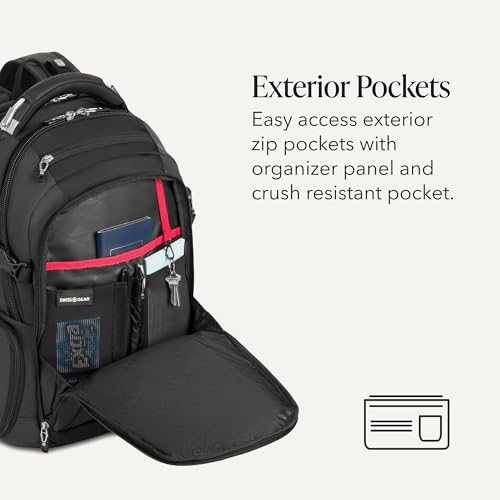 SwissGear Travel Tech Elite Laptop Backpack – Fits Laptops up to 16” – ScanSmart TSA-Friendly Backpack with USB Port, Shoe Compartment & Organizer Pockets – Heather Grey - color: Heather Grey, style: Travel Tech Elite