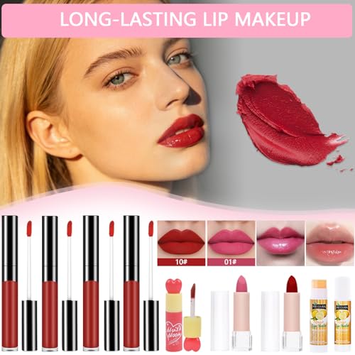 All-in-One Makeup Kit for Teens Women Full Kit, Makeup Gift Set for Girls, Makeup Essential Bundle Includes Eyeshadow Foundation Lipsticks Lipgloss Mascara Eyeliner Contour Stick Cosmetic Brush Set