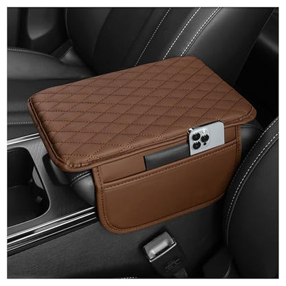 Stacool Upgraded Car Center Console Cover,Microfiber Leather Car Armrest Cover Cushion with 2 Storage Bags,Universal Car Armrest Storage Box (Brown) - color: Brown