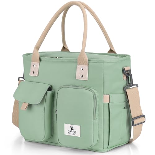 Hafmall Large Insulated Lunch Bag for Women, Leakproof Lunch Box for Men, Wide Opening Lunch Tote Bag with Shoulder Strap, Reusable Adult Lunch Bag For Work, Picnic, Green - color: Green
