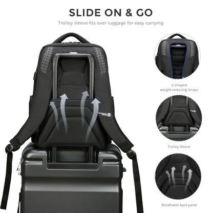 Swissdigital Design Men's Laptop Backpack for College and Business Travel with Integrated USB Charging Port and RFID Protection Fits Laptops up to 15.6 Inch, Black | SD1695-01 - color: Black