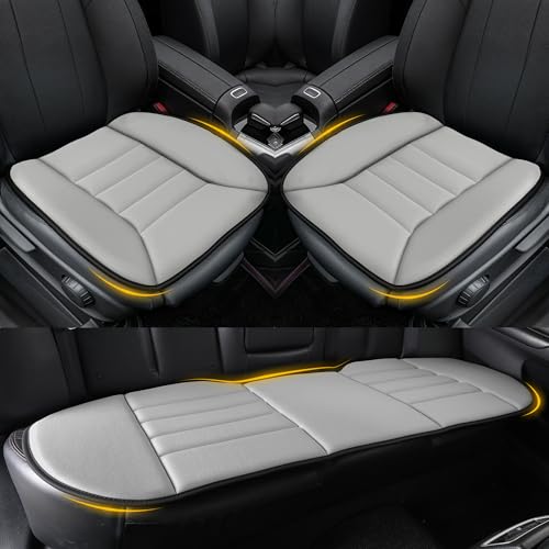kingphenix 3-Piece Car Seat Cushion Set, 1.2inch Memory Foam Comfort, 2 Front Automotive Seat Cushions + Rear Bench Cushion, Non-Slip Bottom, Fits Sedan SUV Truck Van, Car & Office Chair, Gray - color: Gray, size: Full Set (2 Front + 1 Rear Bench)