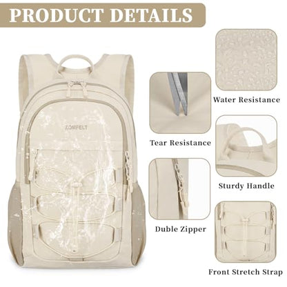 ZOMFELT Hiking Backpack for Women Men, 15L Lightweight Packable Backpack for Trip, Water Resistant Small Travel Backpacks, Foldable daypack for Hiking, Walking, Cycling, Camping, Beige - size: 15L