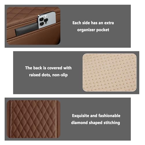 Stacool Upgraded Car Center Console Cover,Microfiber Leather Car Armrest Cover Cushion with 2 Storage Bags,Universal Car Armrest Storage Box (Brown) - color: Brown