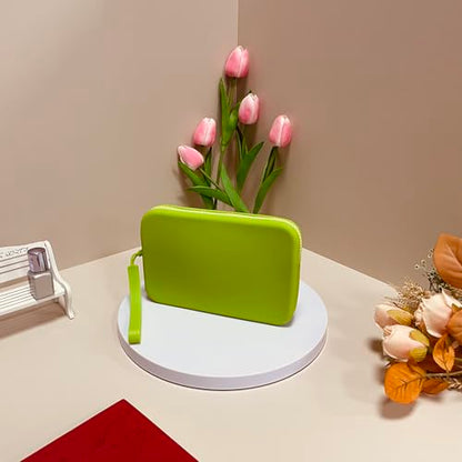 Large Silicone Multifunctional Essential Bag Portable Travel Makeup Bag for Women Men Cards Cash Bag Zipper Pouch (Green) - color: Green