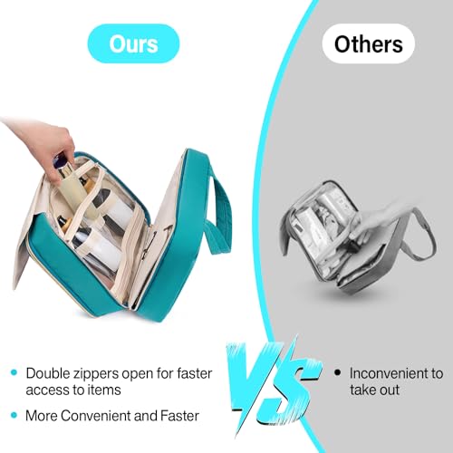 Hanke Hanging Travel Toiletry Bag for Women with Jewelry Organizer Compartment, Travel Essentials Toiletries and Makeup Bag, Water-Resistant & Stain-Resistant with Trolley Strap (Turquoise Green) - color: Turquoise Green