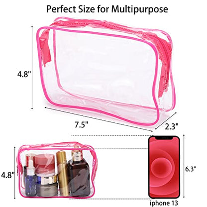 Tbestmax 10 Pcs Clear Cosmetic Bags Small Makeup Bags Portable Waterproof Travel Toiletry Bags Organizer Rose Red, 7.5"x 4.8"x 2.3" - color: Medium - Rose Red