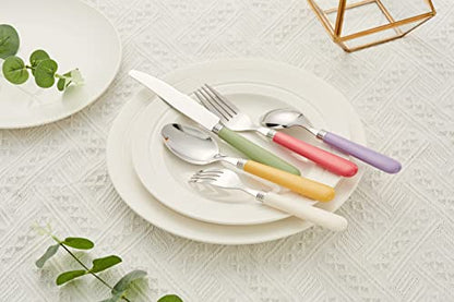 ANNOVA Silverware Set 20 Pieces Stainless Steel Cutlery Color Handle Flatware - 4 x Dinner Knife; 4 x Dinner Fork; 4 x Salad fork; 4 x Tablespoon; 4 x Teaspoon (Mix Solid) - color: Mix Solid