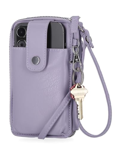 Mundi Jacqui RFID Crossbody Wallet for Women, Vegan Leather Small Travel Handbag with Phone Holder, Compact Organizer with Card Slots and Removable Strap, Vacation Purse in Iris - color: Iris