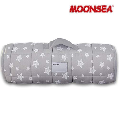 Moonsea Toddler Nap Mat with Pillow and Fleece Minky Blanket Grey, Lightweight and Soft Perfect for Toddlers Preschool, Daycare, Travel Sleeping Bag for Girls, 21" x 50" Fit on a Standard Cot - color: Beige Grey