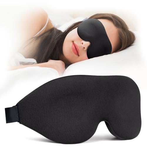 NEWVANGA Sleep Mask for Back and Side Sleeper, Block Out Light, Luxury Sleeping Eye Mask of 3D Night Blindfold, Zero Pressure Breathable Travel Eye Cover Black - color: Black
