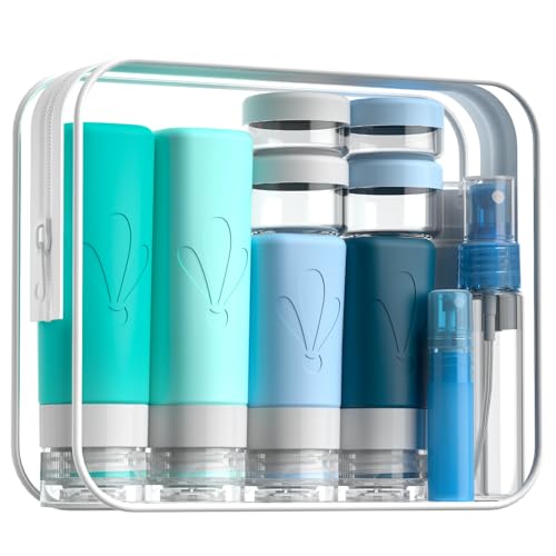 INSFIT 17 Pack Travel Bottles for Toiletries, TSA Approved 3oz 2oz Travel Size Toiletries, BPA Free Leak Proof Squeezable Silicone Tubes Travel Essentials for Shampoo Conditioner Lotion Soap - color: Blue