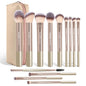 MAANGE 13 PCS Makeup Brushes Professional Make Up Brushes Premium Synthetic Powder Concealers Brushes Travel Makeup Brush Set with Case (Champagne) - color: Champagne