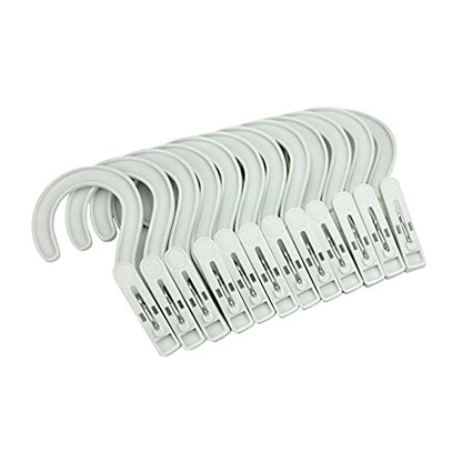 Laundry Hooks Boot Hangers Plastic Clothes Pins Hanger Clips for Bathroom Travel Portable White (12Pcs) - color: White 12pcs