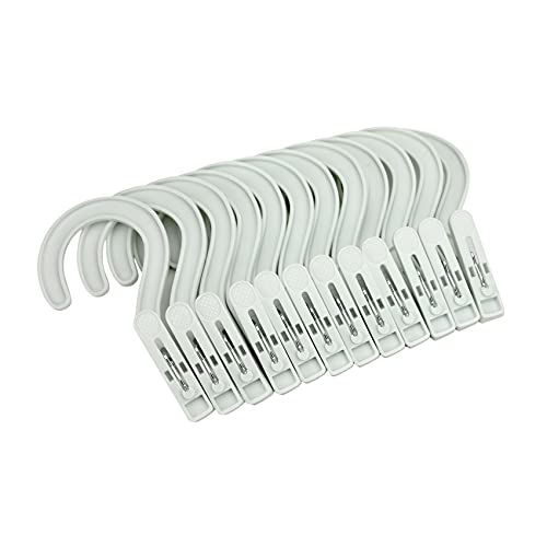 Laundry Hooks Boot Hangers Plastic Clothes Pins Hanger Clips for Bathroom Travel Portable White (12Pcs) - color: White 12pcs
