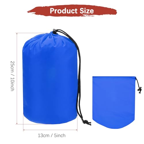 Stuff Sack [2PCS] - Waterproof Outdoor Storage Sacks Use for Backpacking & Traveling & Hiking - [Sapphire Blue-5 x 10 in/ 13 x 25 CM] Ultralight Drawstring Bags - color: Sapphire Blue