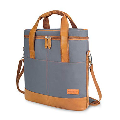 Tirrinia Insulated Wine Gift carrier - 3 Bottle Travel Padded Wine Carry Cooler Tote Bag with Handle and Adjustable Shoulder Strap, Gray - color: Grey 2